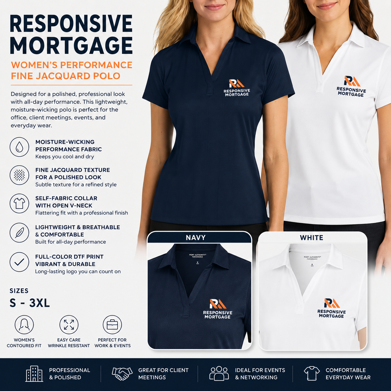 Responsive Mortgage Port Authority® Women's Performance Fine Jacquard Polo
