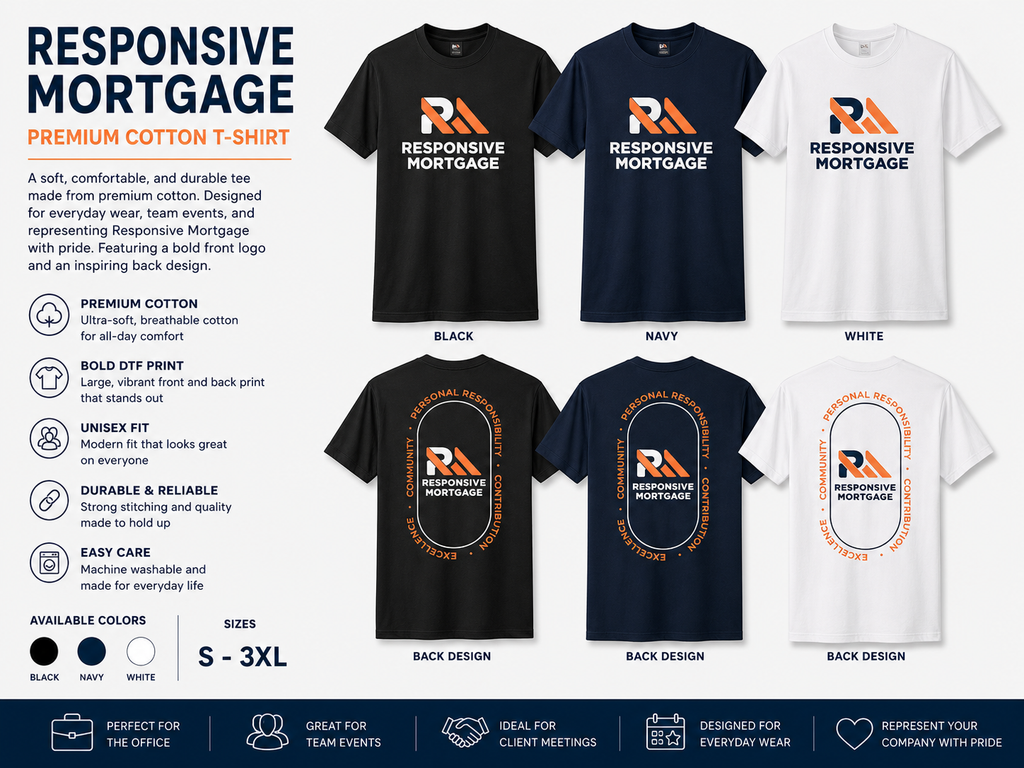 Responsive Mortgage District® Premium Cotton T-Shirt - Front & Back Print