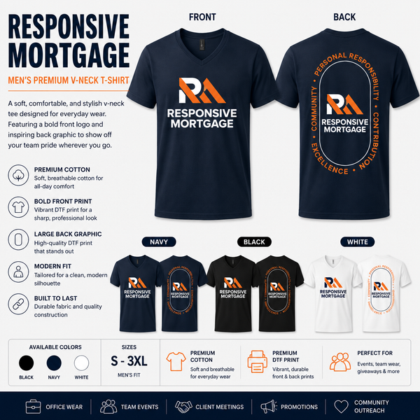 Responsive Mortgage District® Men's Premium Cotton V-Neck T-Shirt