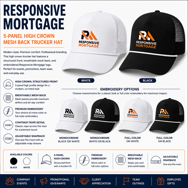 Responsive Mortgage 5-Panel High Crown Mesh Back Trucker Hat