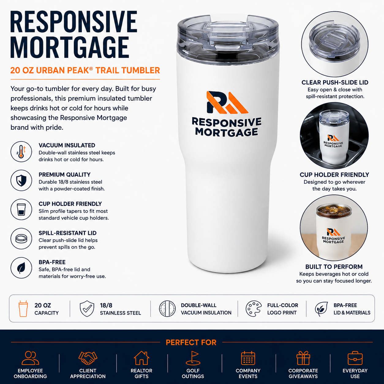 Responsive Mortgage 20 oz Urban Peak® Trail Vacuum Tumbler