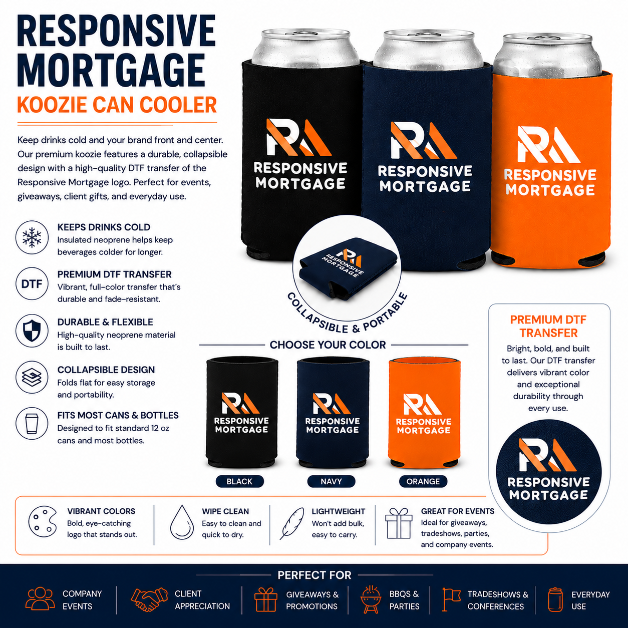 Responsive Mortgage Premium Can Cooler Koozie - Minimum Order 10