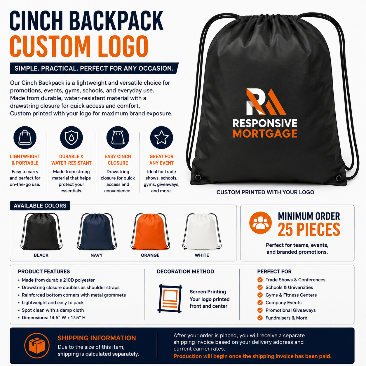 Responsive Mortgage Custom Cinch Backpack